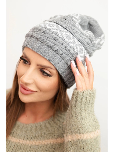 Kesi Women's winter hat with pattern and wool K425 gray