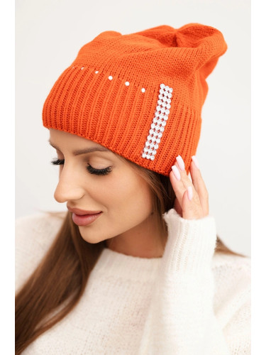 Kesi Women's winter wool hat with rhinestones K453 orange