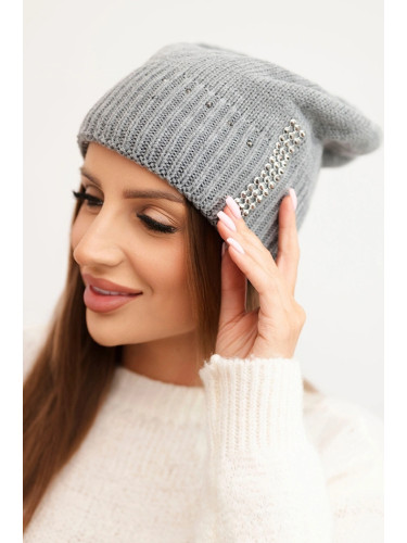 Kesi Women's winter wool hat with zirconia K453 gray