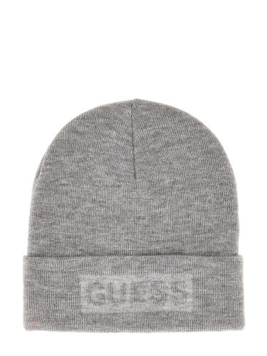 Детска зимна шапка в сив цвят и надпис Guess