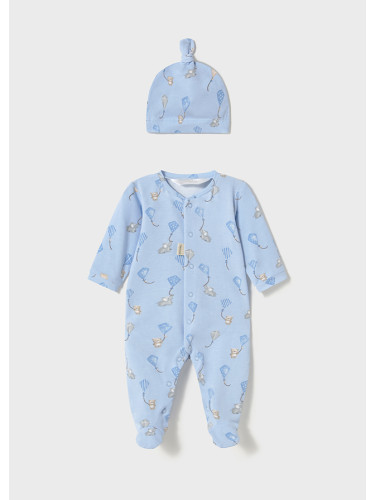 Бебешки комплект от гащеризон и шапка в светлосин цвят Mayoral