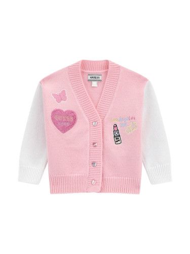 Бебешка жилетка с контрастни ръкави и бродерии Guess