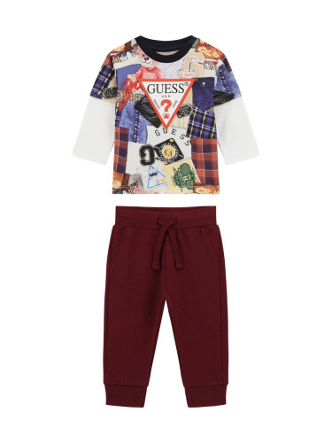Бебешки комплект от две части в цвят бордо Guess
