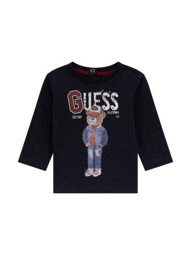 Бебешка блуза в тъмносин цвят с щампа на мече Guess