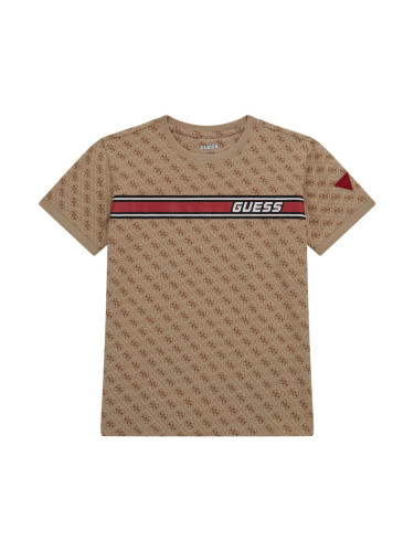 Детска тениска в бежов цвят и лого Guess