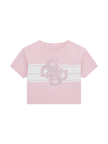 Детска блуза в розов цвят с лого Guess