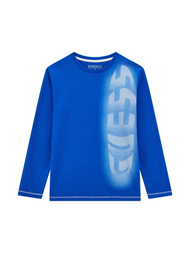 Детска блуза в син цвят с надпис Guess