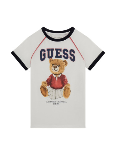 Детска блуза в бял цвят с щампа на мече Guess