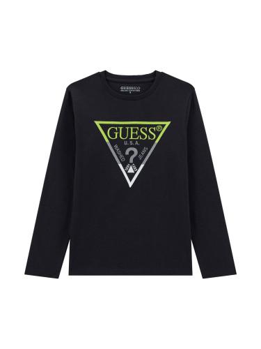 Детска блуза в черен цвят с бродирано лого Guess