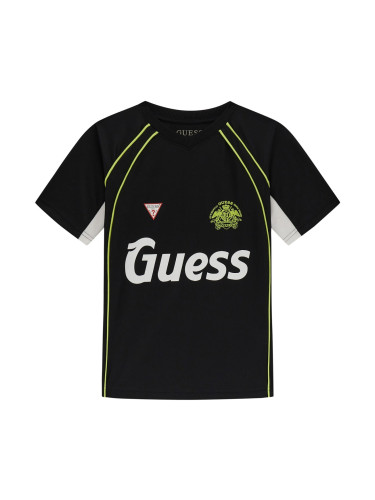 Детска спортна тениска в черен цвят с щампи Guess