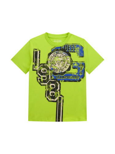 Детска тениска в цвят лайм с щампа Guess