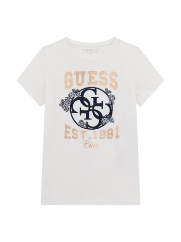 Детска блуза в бял цвят с бродирано лого Guess