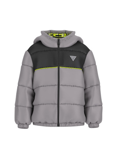 Детско яке с качулка в сив цвят и лого Guess