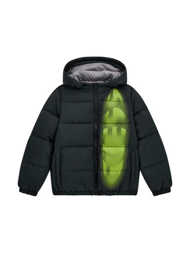 Детско яке с качулка в цвят графит с щампа Guess