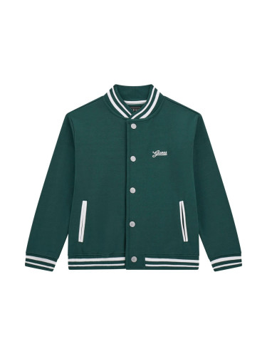 Детско бомбър яке в тъмнозелен цвят с бродиран надпис Guess