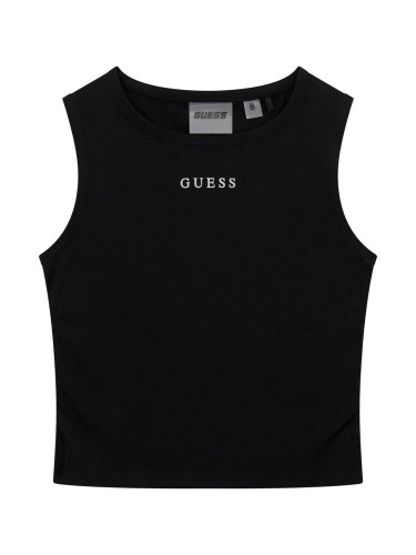 Детски изчистен топ в черен цвят с бродирано лого Guess