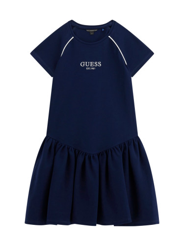 Детска рокля в тъмносин цвят с бродиран надпис Guess