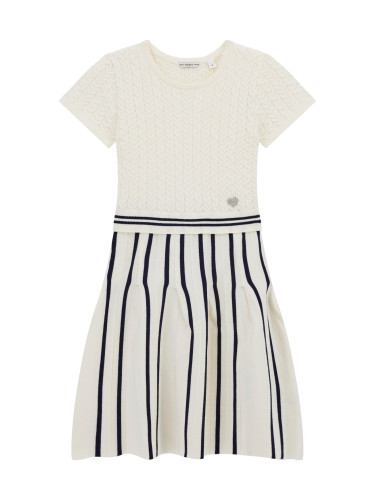 Детска комбинирана рокля с плисе в бял цвят Guess