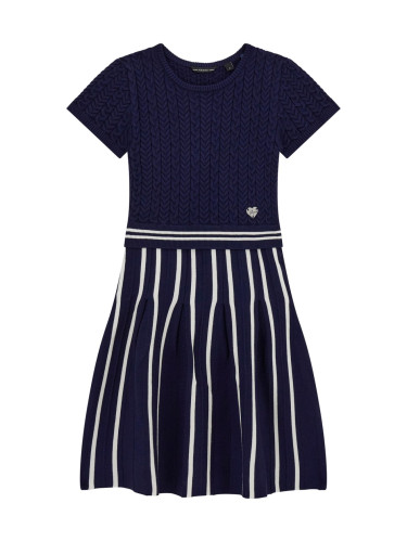 Детска комбинирана рокля с плисе в тъмносин цвят Guess