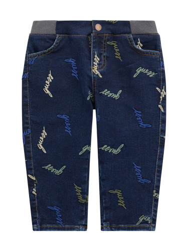 Бебешки дънки с ластик в талията и бродерия Guess