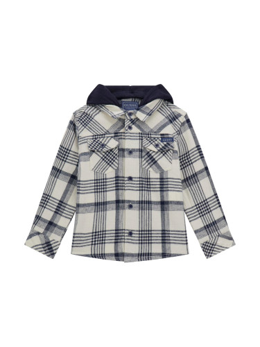 Бебешка връхна карирана риза с качулка Guess