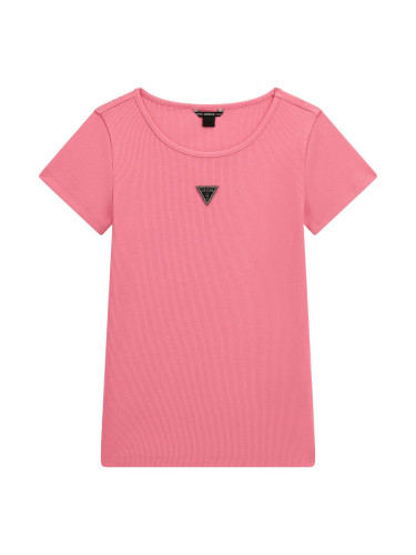 Детска изчистена тениска в розово Guess
