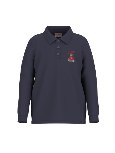 Бебешка блуза с ластични маншети и яка в тъмносин цвят Guess