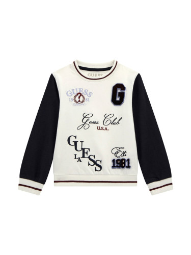 Бебешка блуза в бяло и черно с надписи Guess