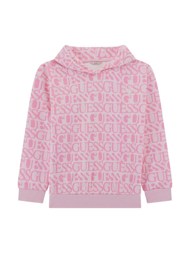 Детски суитшърт в розов цвят с надписи Guess