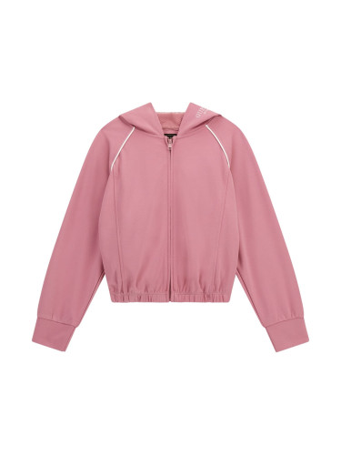 Детски спортен суитшърт в розов цвят с бродиран надпис Guess