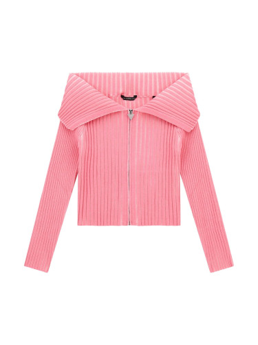 Детска еластична жилетка в розов цвят с висока яка Guess