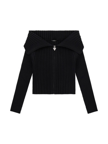 Детска еластична жилетка в черен цвят с висока яка Guess