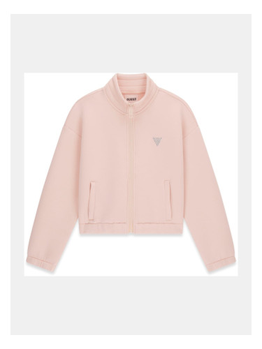 Детски суитшърт в светлорозов цвят с камъчета и надпис Guess