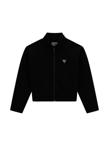 Детски суитшърт в черен цвят с камъчета и надпис Guess