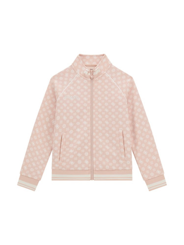 Детски суитшърт с цип в светлорозов цвят с лого Guess