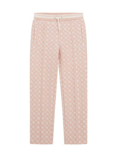 Детско спортно долнище в светлорозов цвят с лого Guess