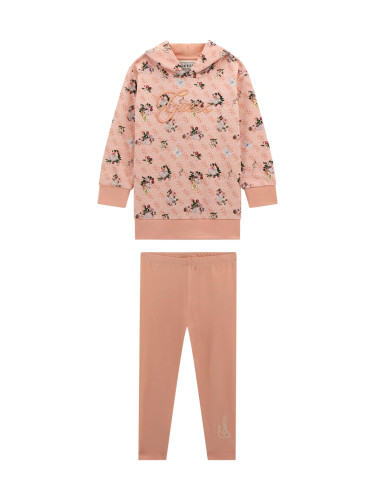 Детски комплект от две части в цвят праскова с щампа на цветя Guess