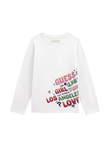 Бебешка блуза в бял цвят с дълъг ръкав Guess
