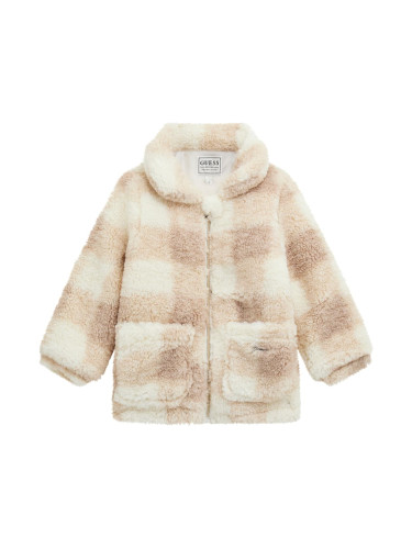 Детско пухкаво яке на каре в бежов цвят Guess