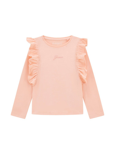 Детска блуза в цвят праскова с дълъг ръкав Guess