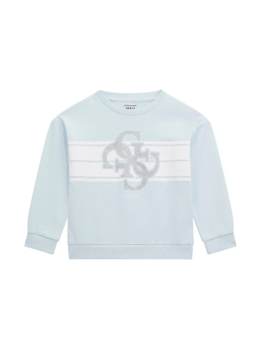 Детски суитшърт в светлосин цвят с блестящо лого Guess