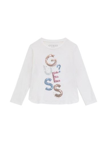 Бебешка блуза в бял цвят с пайети Guess