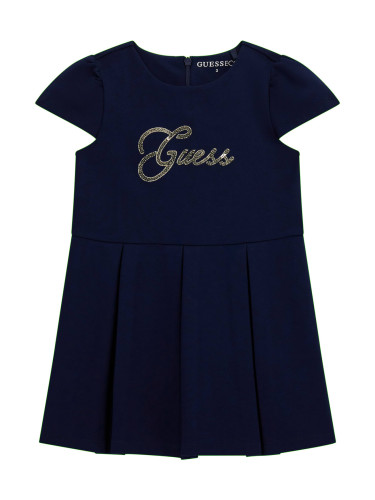 Детска рокля в тъмносин цвят и надпис Guess