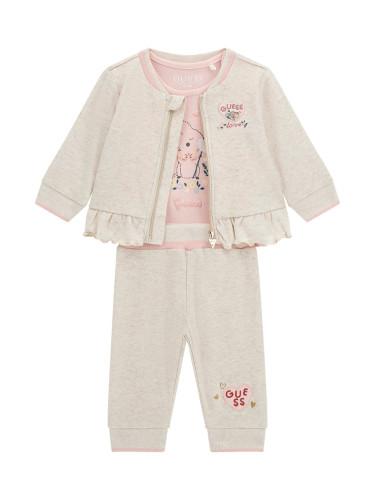 Бебешки спортен комплект от три части в бежов цвят Guess