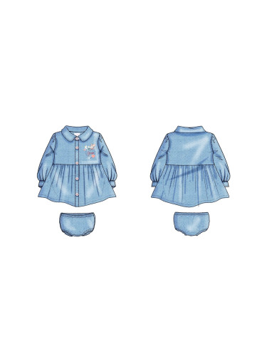 Бебешка дънкова рокля с яка и бродерия Guess