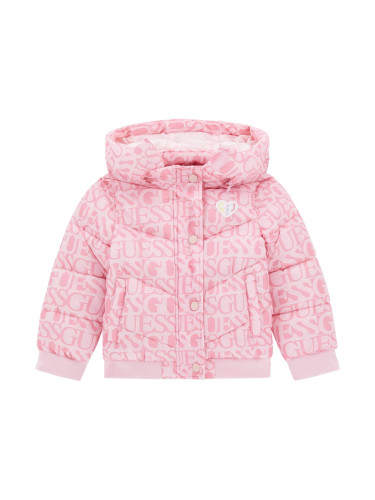 Бебешко зимно яке в розов цвят и надписи Guess