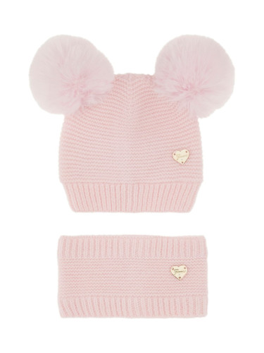 Бебешки комплект шапка и шал в розов цвят Guess