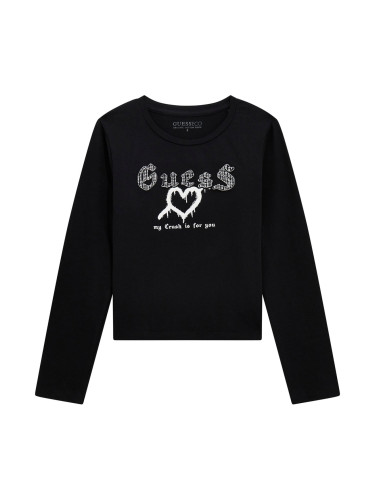 Детска блуза в черен цвят с ефектно лого Guess