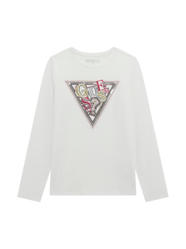 Детска блуза с лого от цветни пайети Guess