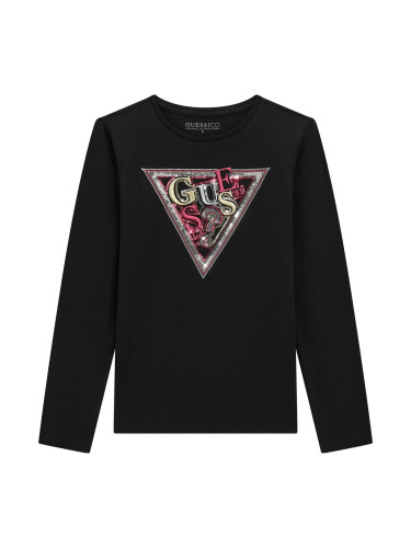 Детска блуза с лого от цветни пайети Guess